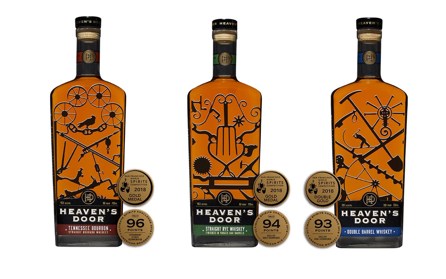 Heaven's Door Whiskey Bottles